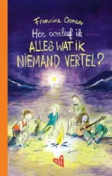 boekcover met illustratie van jongeren met gitaar rond kampvuur op strand